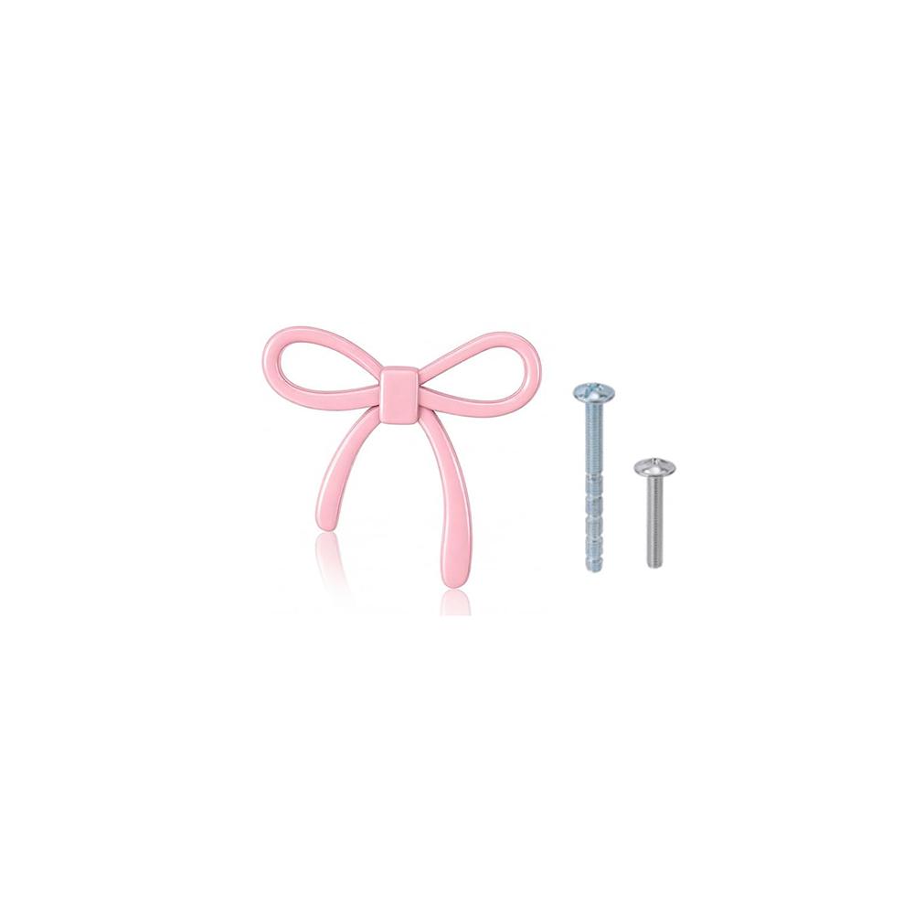 Small Size Pink Bow Cabinet Pulls Drawer Handle Zinc Alloy Metal Pulls for Dressing Table Small Cabinets DIY
