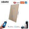 Умный стеклянный выключатель US Standard Zigbee с голосовым управлением Alexa, поддержкой приложения и настраиваемым одинарным выключателем (ноль-фаза)