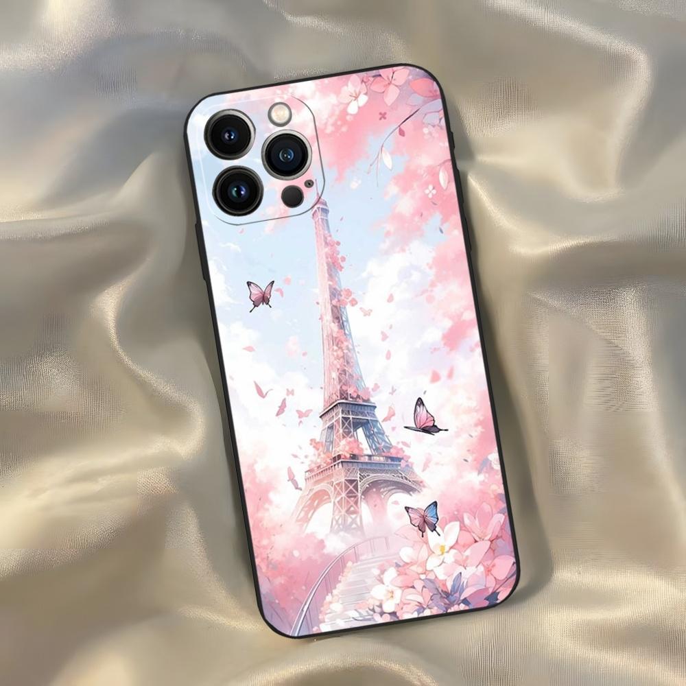 Франция Париж Эйфелева башня Чехол для телефона для Iphone 16 15 14 13 12 11 Pro Max Xr X Xs Mini 8 Plus SE 2022 Черный Мягкий Силиконовый Чехол