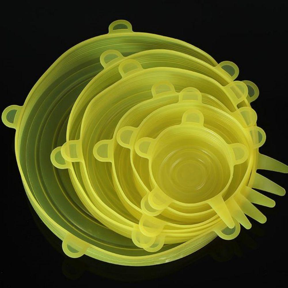 6 шт./компл., силиконовая крышка, универсальная растягивающаяся крышка для миски, многоразовая крышка для еды, упаковочная пленка, крышка для чаши, кухонные инструменты