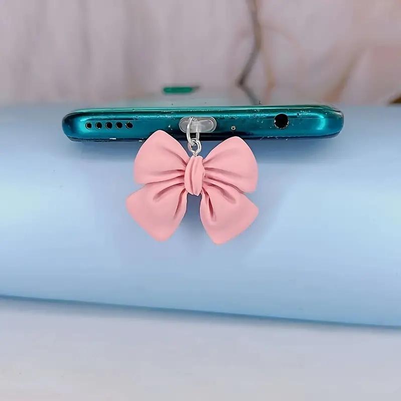 1pc Silicone Dust Plug with Bow-Knot Charm for IPhone, Type-C Ports - Protective Phone Accessory