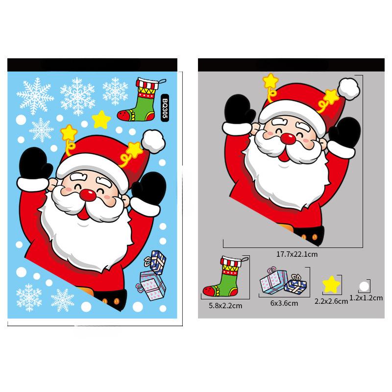 Christmas Decoration Window Stickers Cartoon Elk Santa Claus Snowman Xmas Mirror Stickers Merry Christma Sticker New Year