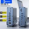 15 In 1 USB C Docking Station USB C Hub Type C Hub Dual HDMI Adapter USB 3.0 10Gbps Splitter 4K60Hz/RJ45 1000M/USB3.0/PD100W