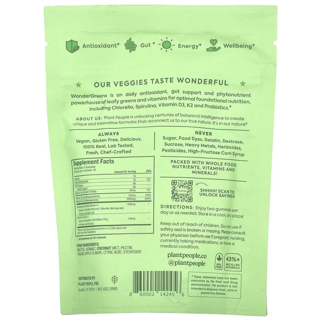 Wondergreens®, Veggie Gummies, Green Apple, 60 Gummies