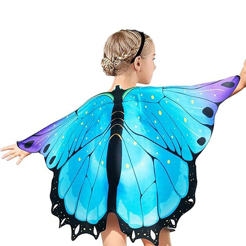 Colorful Cape Butterfly Fancy Dress Fairy Shawl Festival Pixie Cloak Christmas Halloween