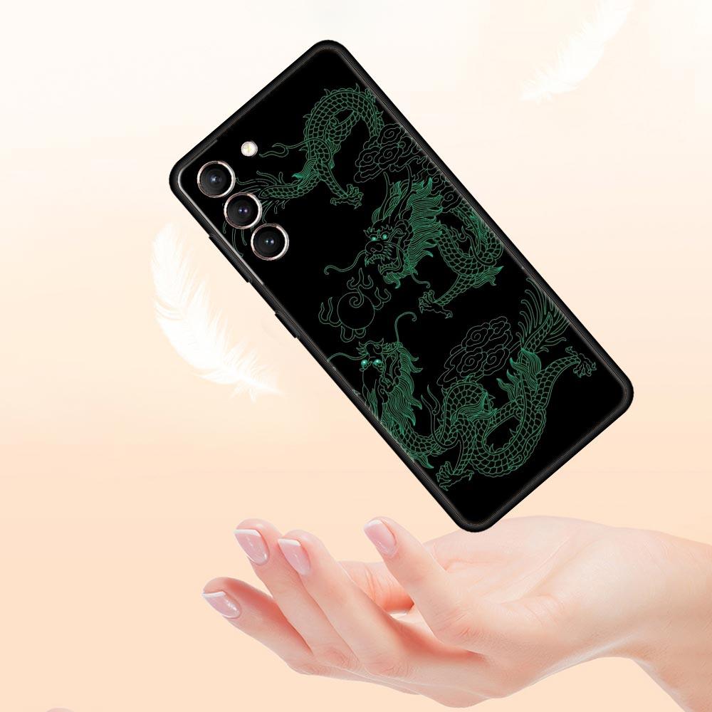 Чехол для телефона Samsung Galaxy S23 S22 Ultra S20 S21 FE 5G S10 S9 Plus S10E S8 Note 10 20 Силиконовый Черный Чехол Модный Дракон