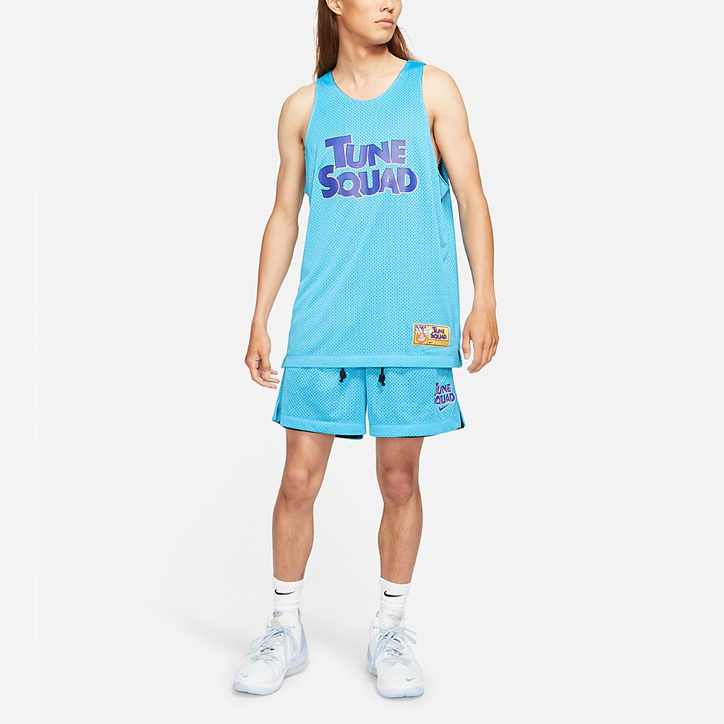 Nike Dri-Fit Standard Issue X Space Jam Баскетбольная сетка с надписями Прямые мужские шорты Небесно-голубые DJ3897-434