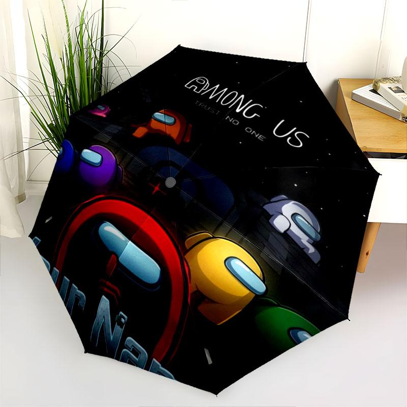 1 PC Automatic Folding Umbrella - Among Us Custom Name Pattern, Portable & Foldable Design with 8 Ribs, Christmas Birthday Gifts