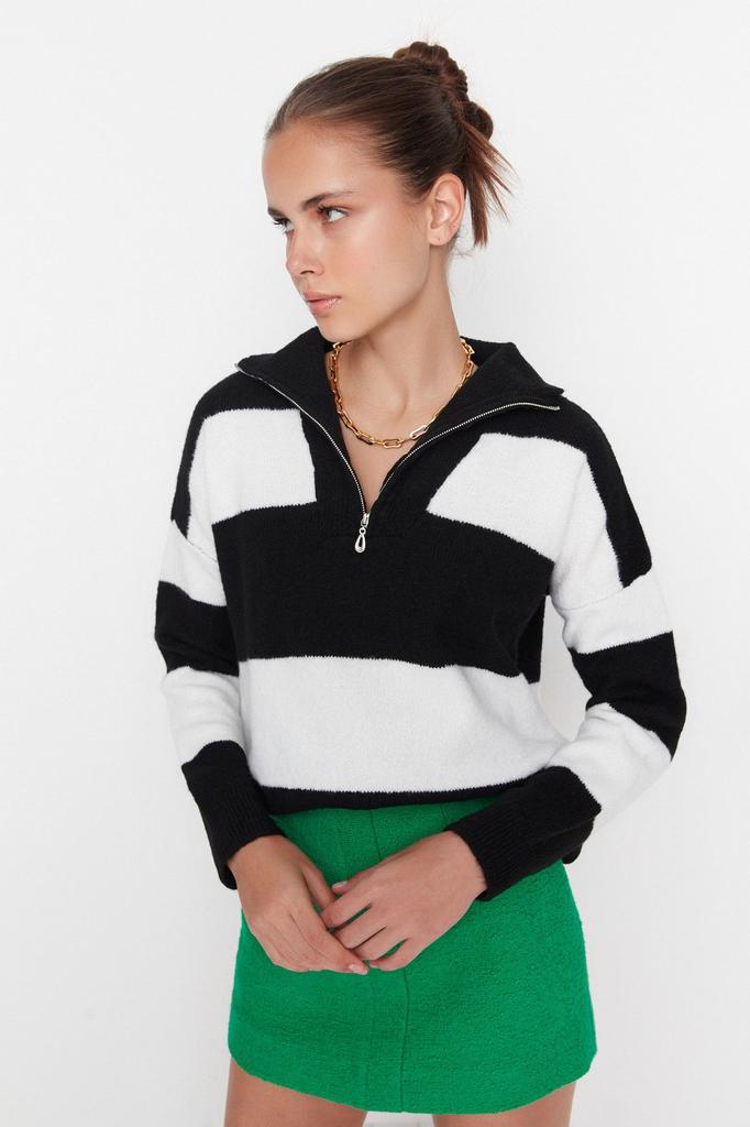 Женский модный стильный свитер, широкий крой, мягкий текстурированный трикотаж на молнии, свитер