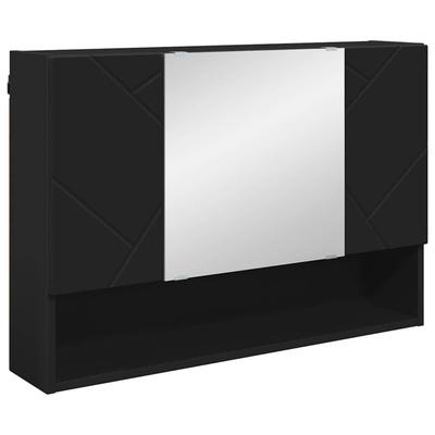 Mirror Cabinet with Door Black 80 X 17 X 55 Cm Engineered Wood
