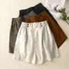 Plus Size 2025 Women Shorts Pants Summer Loose Short Basic Linen High Waist Solid Pants Elastic Waist
