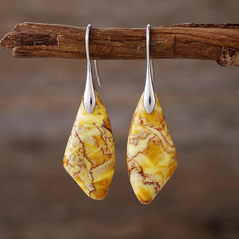 BLINGBAY Women's Pendant Earrings Bohemian Ethnic Vintage Natural Stone Earrings Modern Birthday Party Jewelry Gift