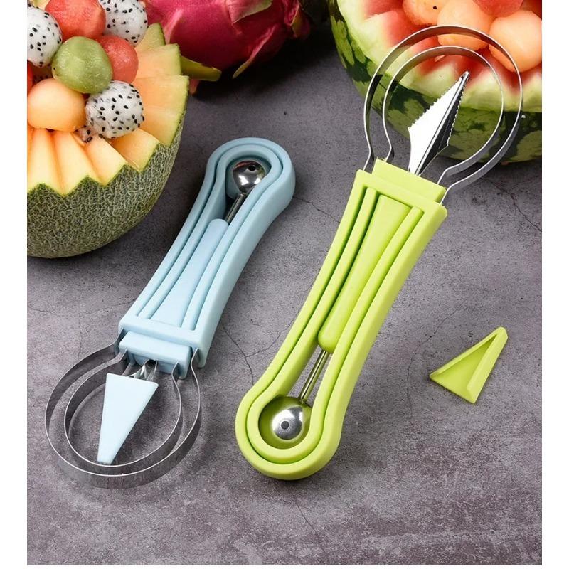 3pcs Watermelon Slicer Cutter Scoop Fruit Carving Knife Cutter Fruit Platter Fruit Dig Pulp Separator Kitchen Home Gadgets Tools