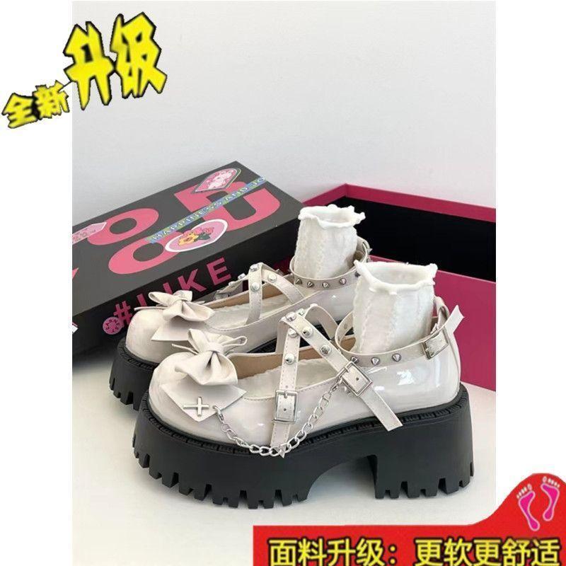 Милые и крутые малышки лолита туфли-одинарки женские весенние новые панк темный стиль субкультура японская платформа маленькие кожаные туфли