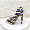 Женские туфли на высоком каблуке в полоску, банкетные платья, обувь больших размеров