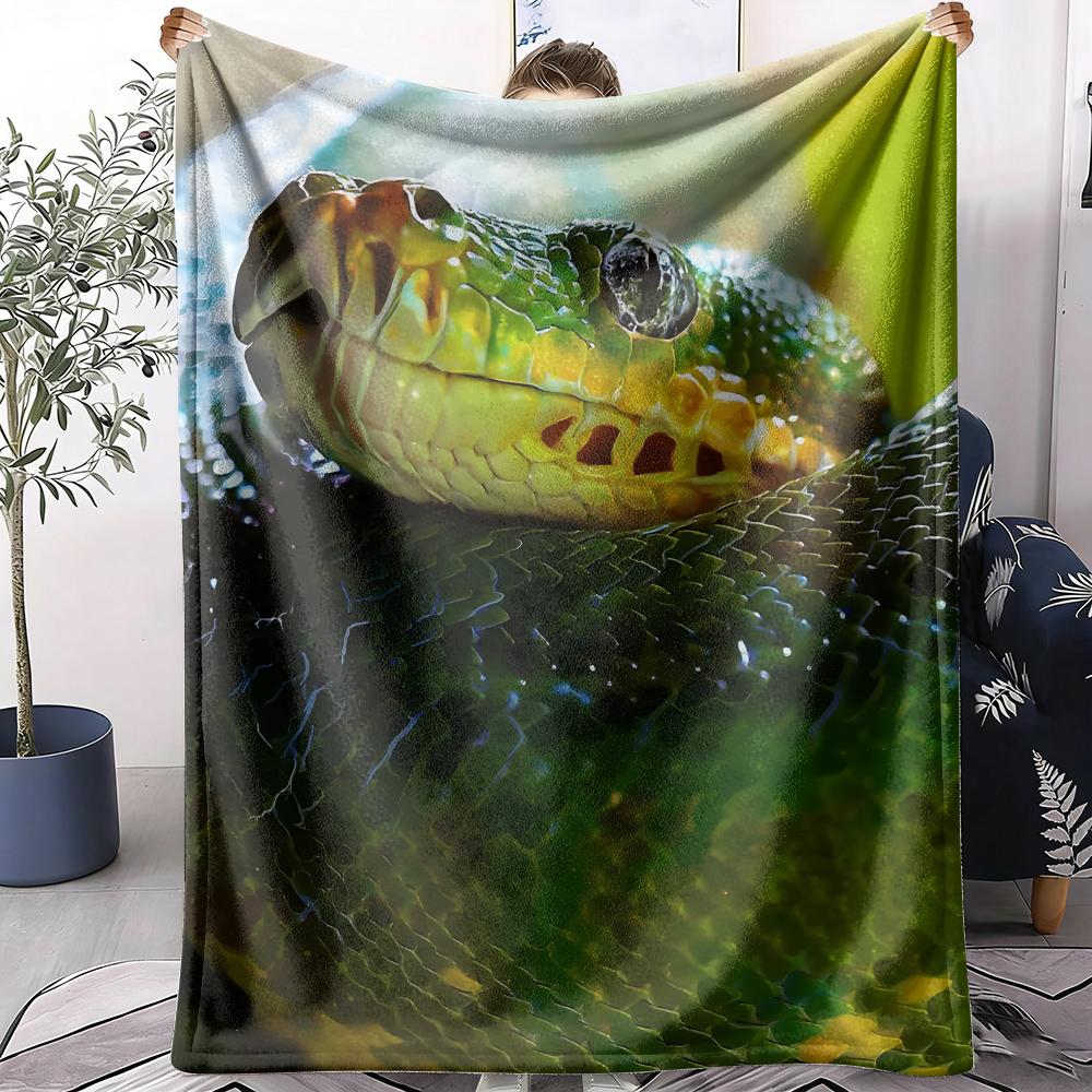 Snake Throw Soft Flannel AC Blanket Lightweight Summer Nap Throw Cozy Blanket for Sofa Bed Travel Home