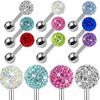 Surgical Steel Rhinestone Ball Barbell Bar Tongue Ring Studs Piercing Pin