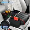 Car Armrest Pad Wireless Charging Phone Tissues Cup Holder Organizers Leather Armrest Mat Foam Storage Armrest Box