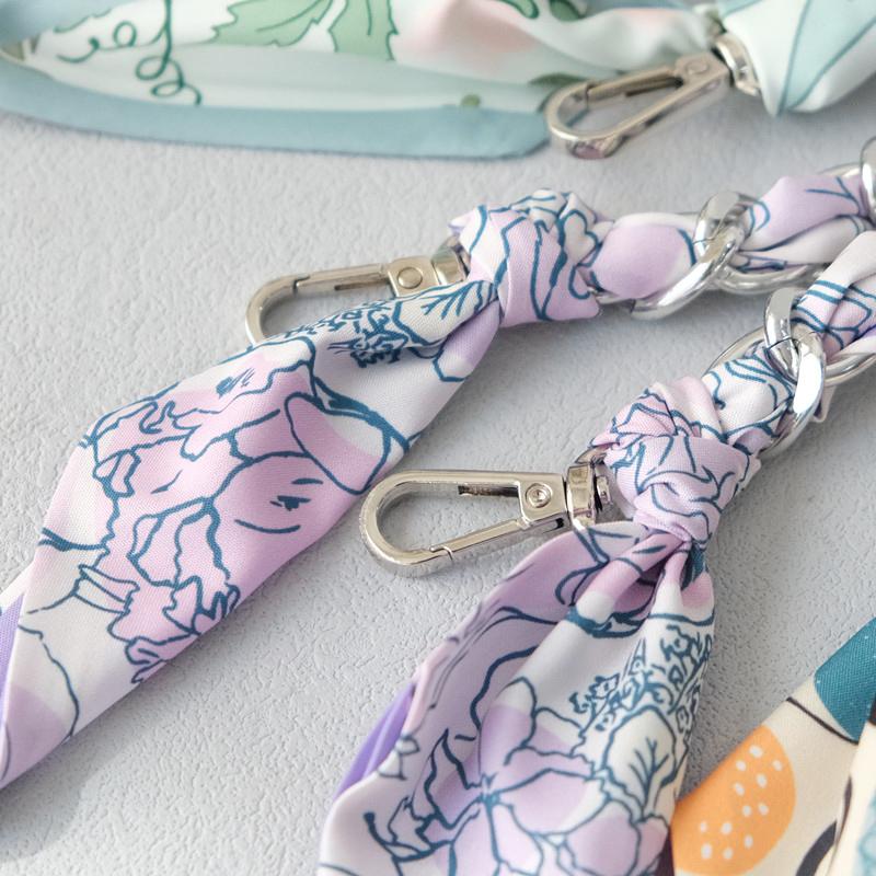 Новый модный бренд женские сумки аксессуары цепи съемные цветочные золотые серебряные металлические шелковые ремешки женские DIY цепи ручки для сумок