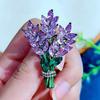 Faux Crystal Lavender Flower Brooch Rhinestone Elegant Clothing Accessories Women Girls Business Suit Lapel Pin Fashion Jewelry Gift