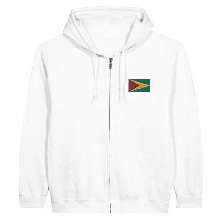 Sweat à capuche à Fermeture éclair - PIXELFORMA - Drapeau du Guyana - Blanc - Manches longues - Mixte