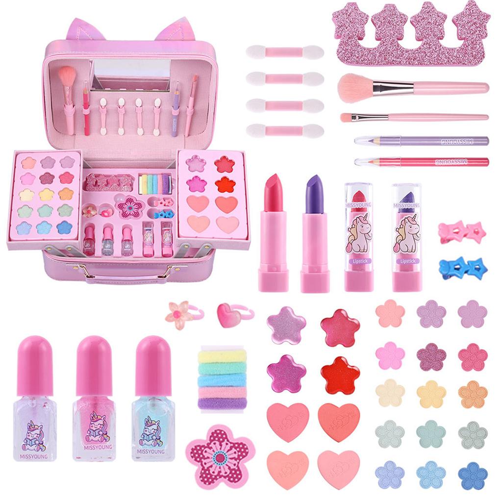 Детская косметичка, игрушечный набор для макияжа для девочек, подарочный набор для макияжа, тени для век, румяна, помада для макияжа.