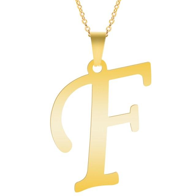 Золотые ожерелья с алфавитом для женщин, ювелирная цепочка на шею, 26 букв, подвески, ожерелье, колье из нержавеющей стали, женский аксессуар