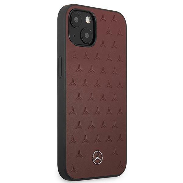 Etui do iPhone 13 mini Mercedes Skórzane Gwiazdy Czerwone