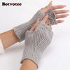 Botvotee Рукава для женщин Гетры Бесплатная доставка Y2k Аксессуары Бордовый Вязаный Зимний Без пальцев Модный Нарукавник