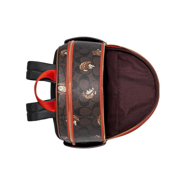 COACH Court Signature Coated Canvas With Refined Pebbled Leather Backpack Large Women's Brown & Black CC429-IMOSN