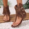 2025 New Women's Retro Sandals Gladiator Ladies Clip Toe Vintage Boots Casual Tassel Rome Summer Woman Shoes Female