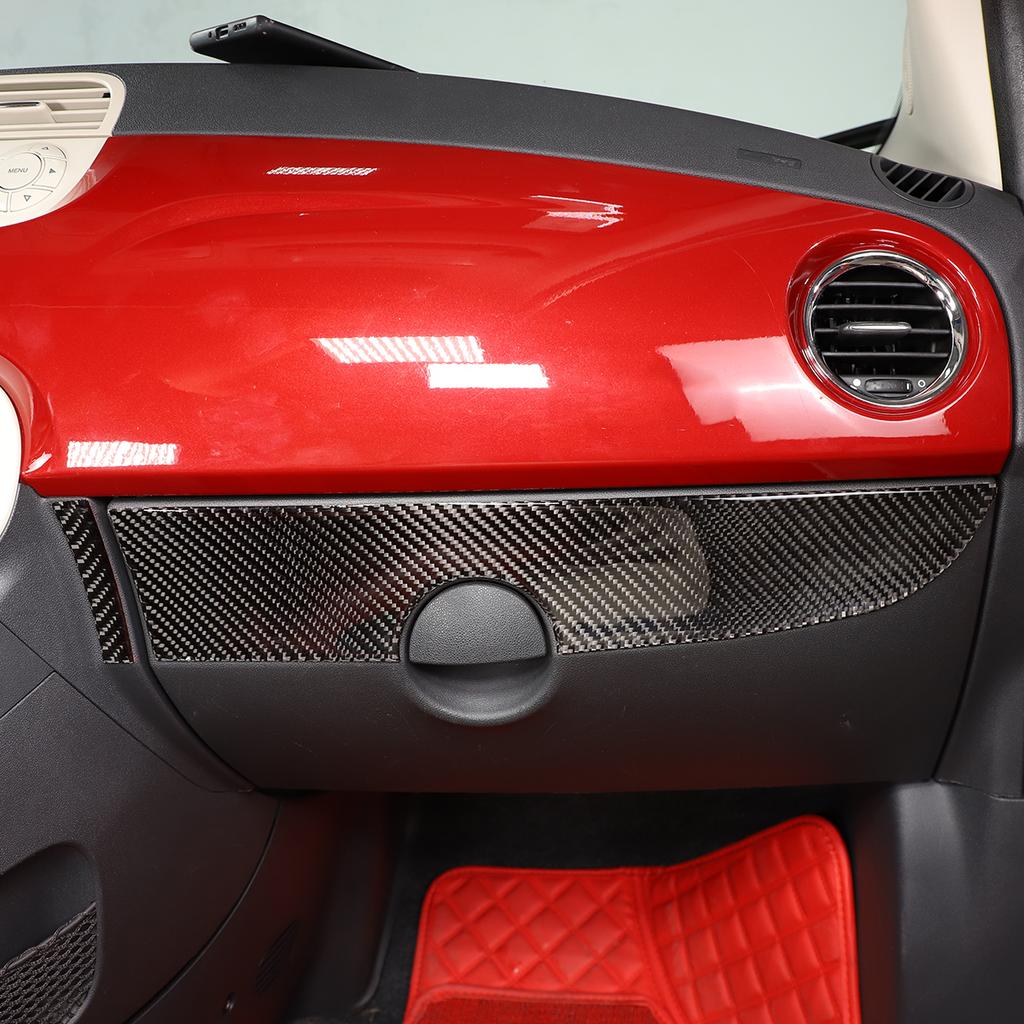 For Fiat 500 2011- Real Carbon Fiber Car Car Central Control Panel Trim Cover Sticker Car Accessories