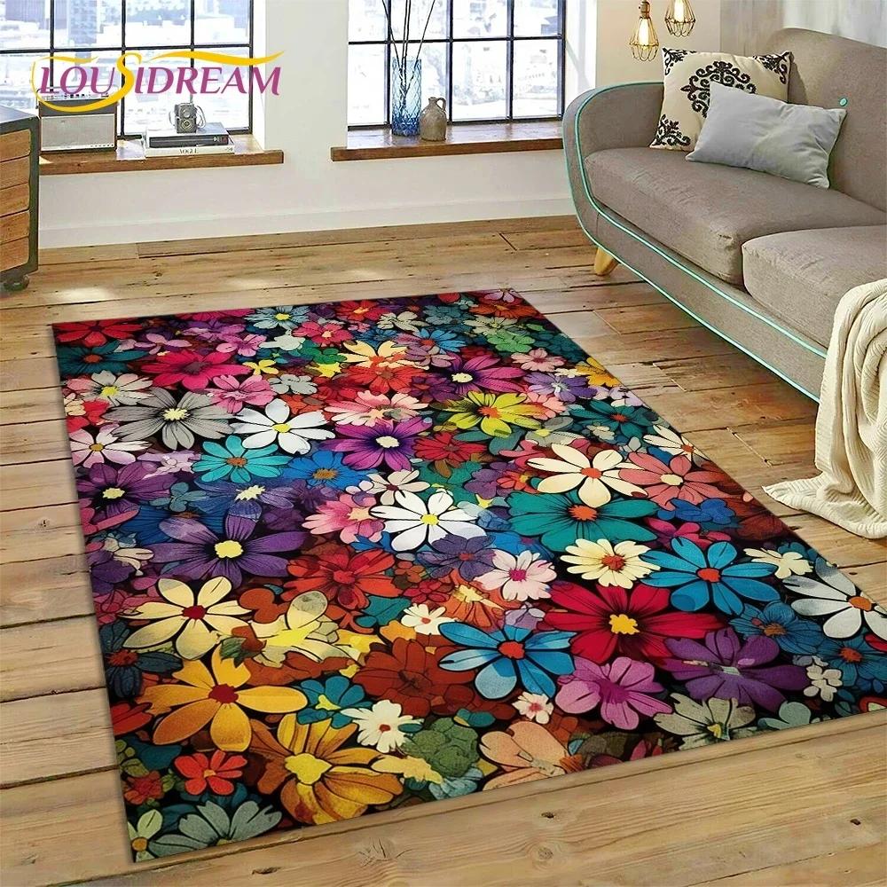 3D Dream Sun Flowers Скандинавский ковер с ромашками для спальни, гостиной, дома, украшение для дивана, детский игровой большой коврик для пола