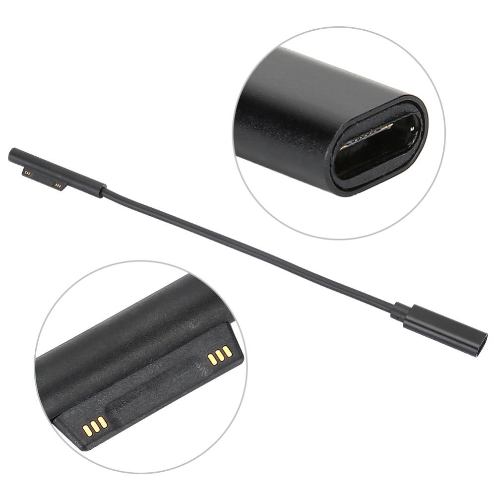 15V TypeC Female Cable for for Microsoft Surface Pro 3/4/5/6 Tablet Charging