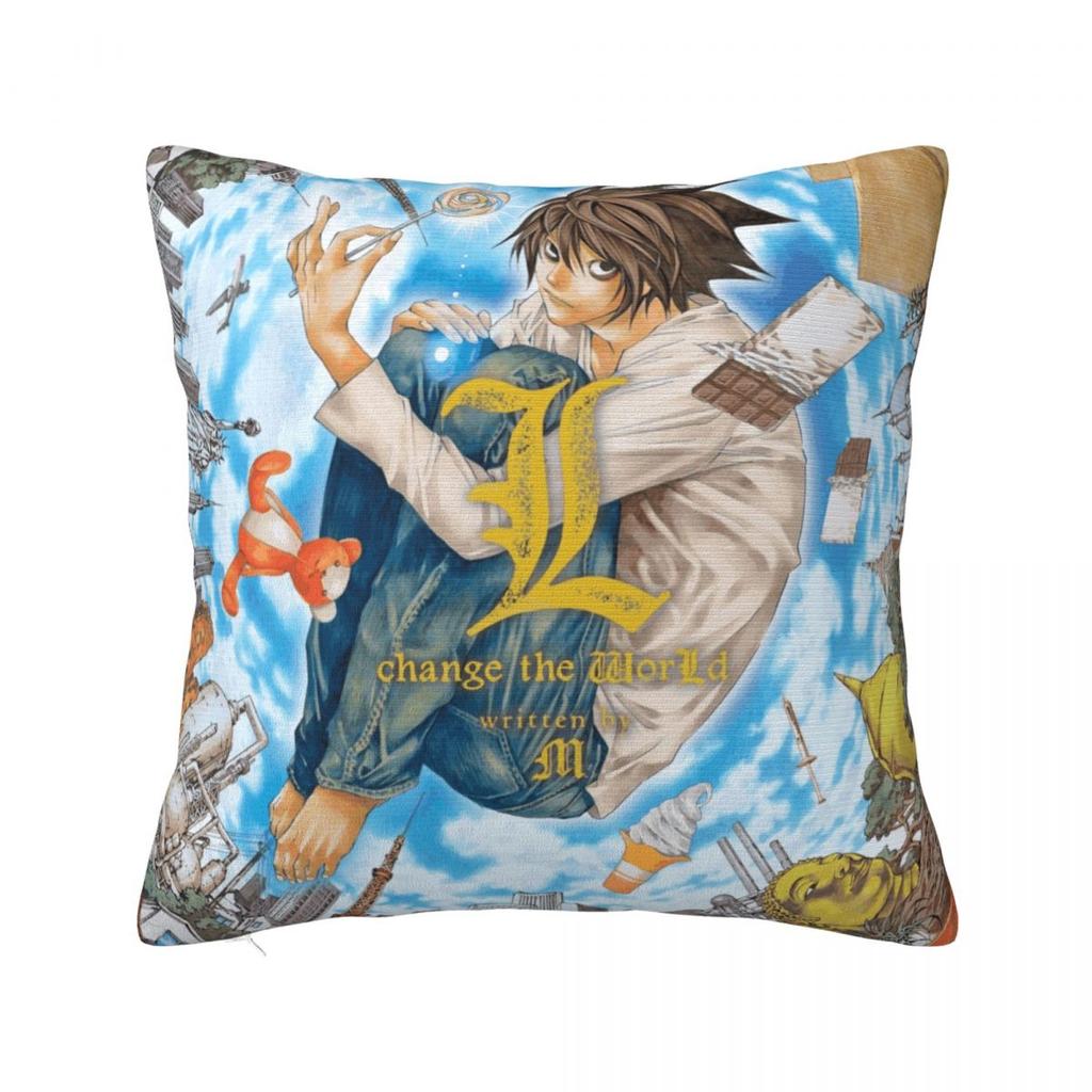 Anime Death Note Light Yagami Square Pillow Case Shinigami Cushion Covers Awesome Zippered Decor Pillowcase For Home 18"X18"