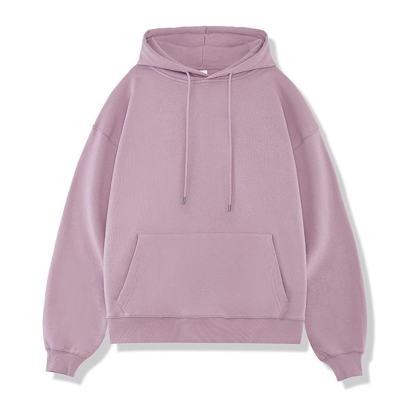 Men's Heavyweight Hoodie 380g French Terry Solid Color American Retro Loose Fit Streetwear Pullover
