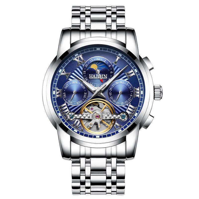 HAIQIN Мужские механические часы с турбийоном