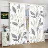 Светло-серые листья - 2 штуки - шторы с принтом, 100% полиэстер, подходят для домашнего декора