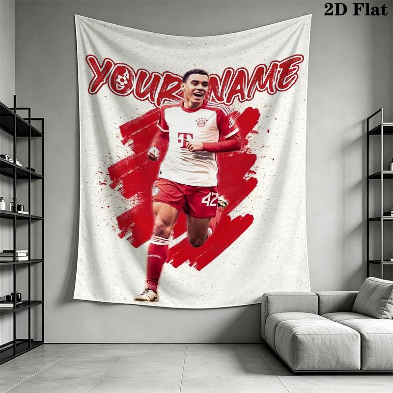 Custom Name Jamal Musiala Wall Tapestry Aesthetic Wall Hanging Printed Fabric Blanket Decorative Tapestries for Bedroom Living Room Home Decor