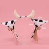 Faux Fur Animal Headbands Furry Cow Ears Headwear Tail Set Kawaii Hair Hoop for Halloween Cosplay Party Supplies