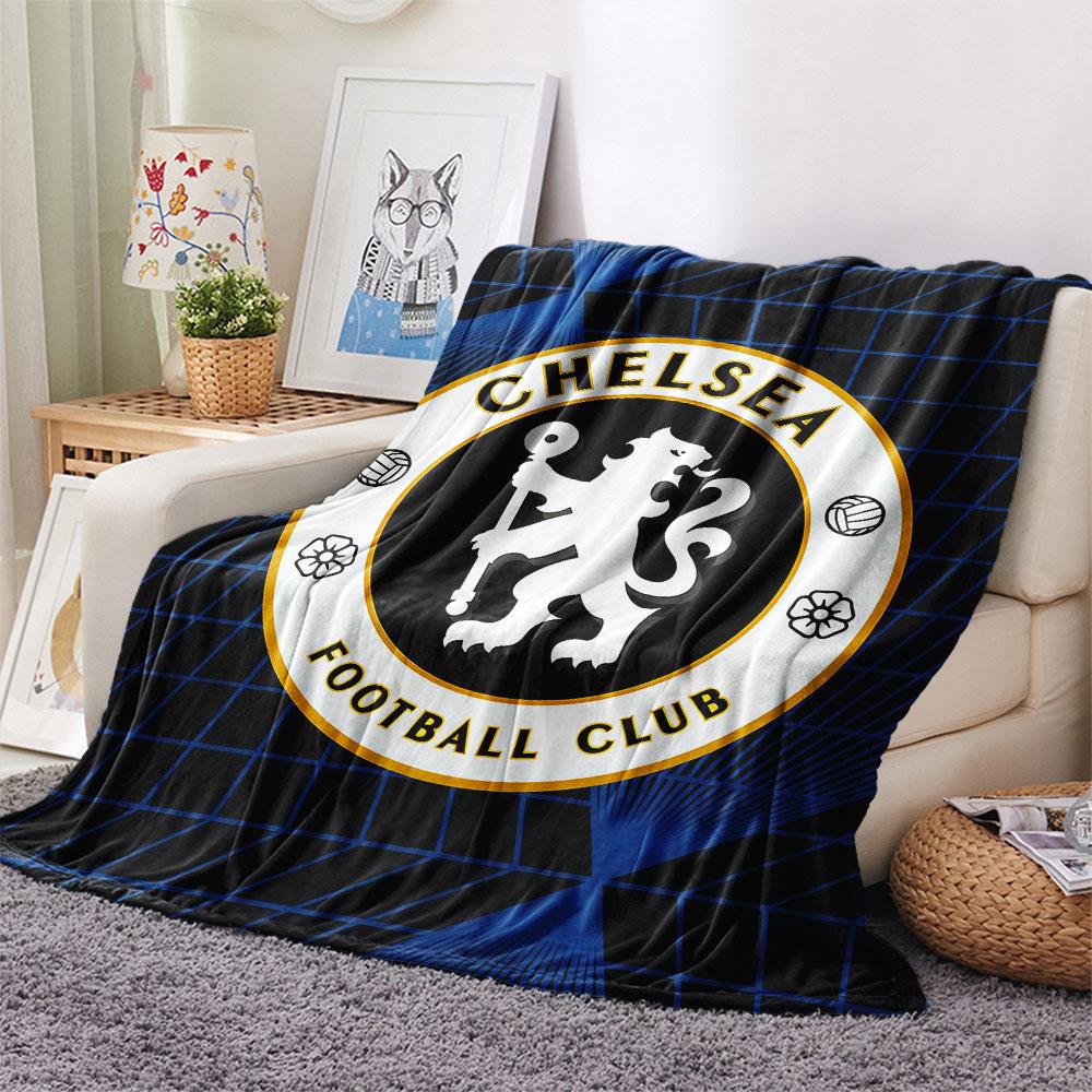 Chelsea Printed Flannel Blanket, soft throw for bedroom sofa, washable,soccer fan merchandise, great gift.