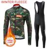 Winter Warm Cycling Clothing Set  Men's Cycling Outfit Set   Mountain Bike Jersey Clothes  Thermal Fleece Clothing Sportswear Bicycle Tricuta Bib