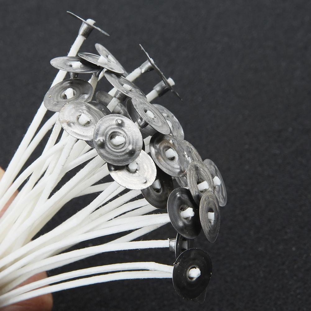 New 4 Inch White Candle Wicks Cotton Core For DIY Candle Making Low Smoke 30pcs