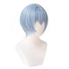 Cosplay Wig with Net, Short, Light Blue, Ray Blue, Heat-Resistant Wig (A)