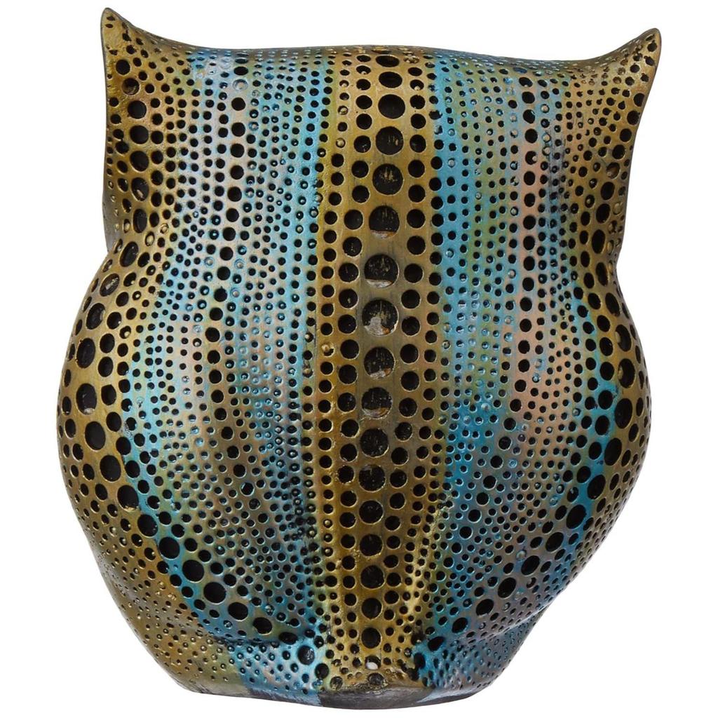 Modern Classy Happy Owl Resin Art Figure Showpiece (Multicolor)