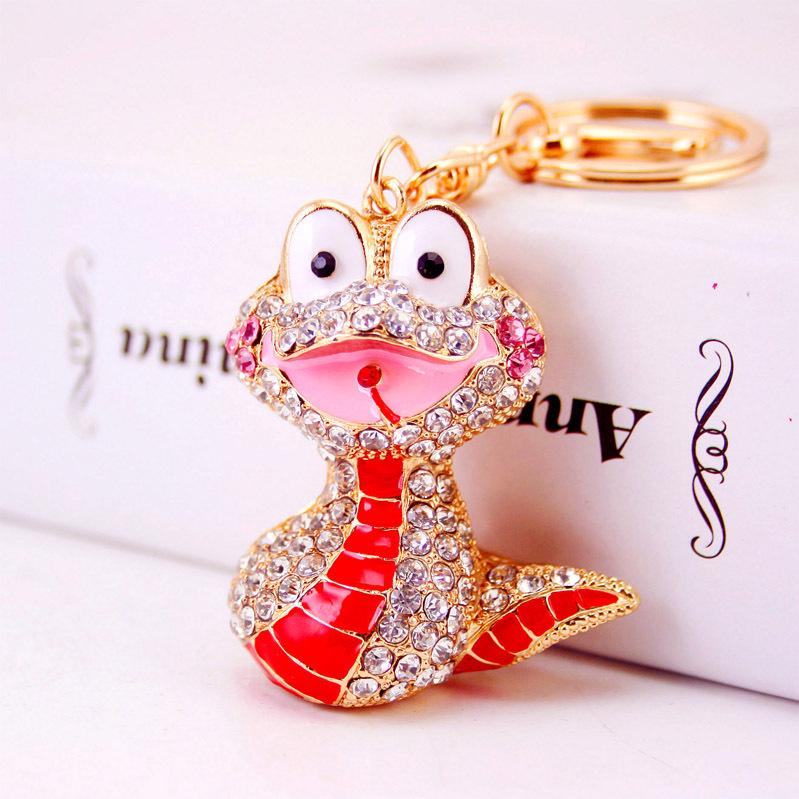Очаровательный брелок со змеей и стразами - милый мультяшный кулон в виде металлического животного в подарок