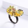 Креативное кольцо для женщин, маленькое кольцо в форме пчелы, инкрустированные натуральными ювелирными изделиями из пресной воды, модное черное кольцо, ювелирные изделия для вечеринок