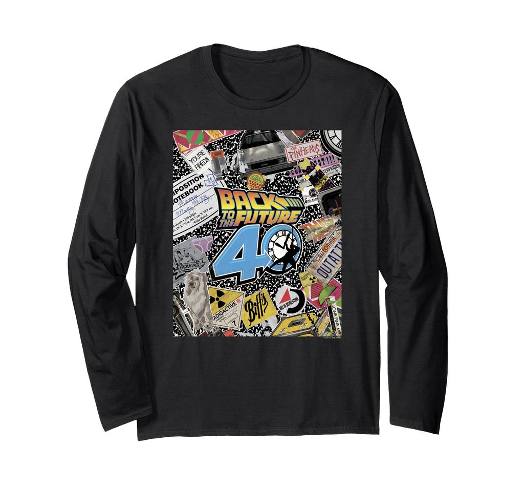 Back To the Future 40th Anniversary Sticker Collage Long Sleeve T-Shirt