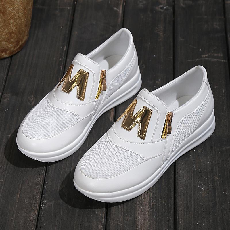 2023 весенняя новая спортивная обувь большого размера, однотонная повседневная спортивная обувь с плоской нижней боковой молнией, легкая и удобная