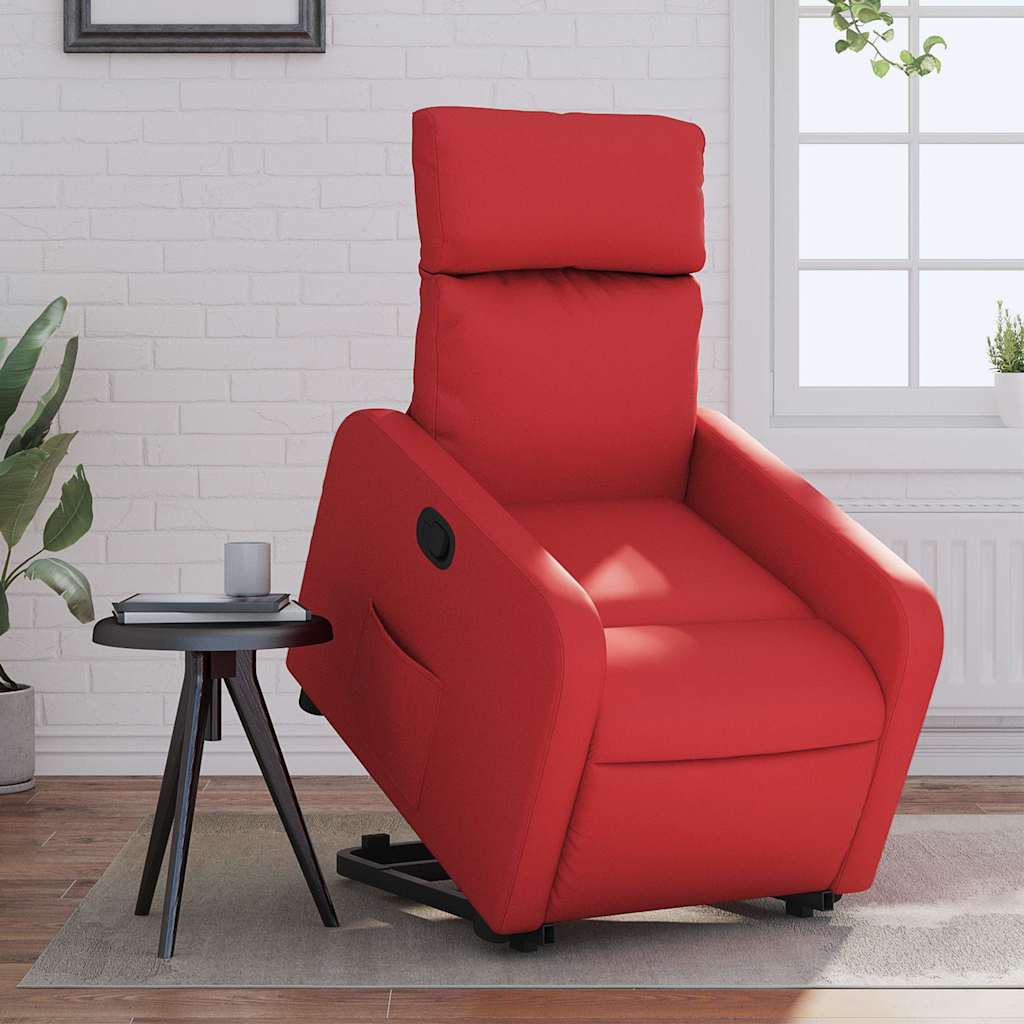 Recliner with Rising Aid Red Faux Leather